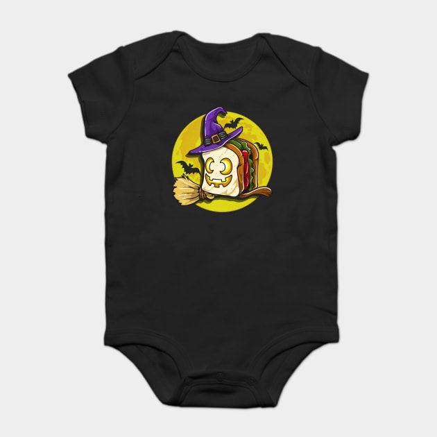 Sand-Witch Funny Halloween Witch Sandwich Character Baby Bodysuit by creative